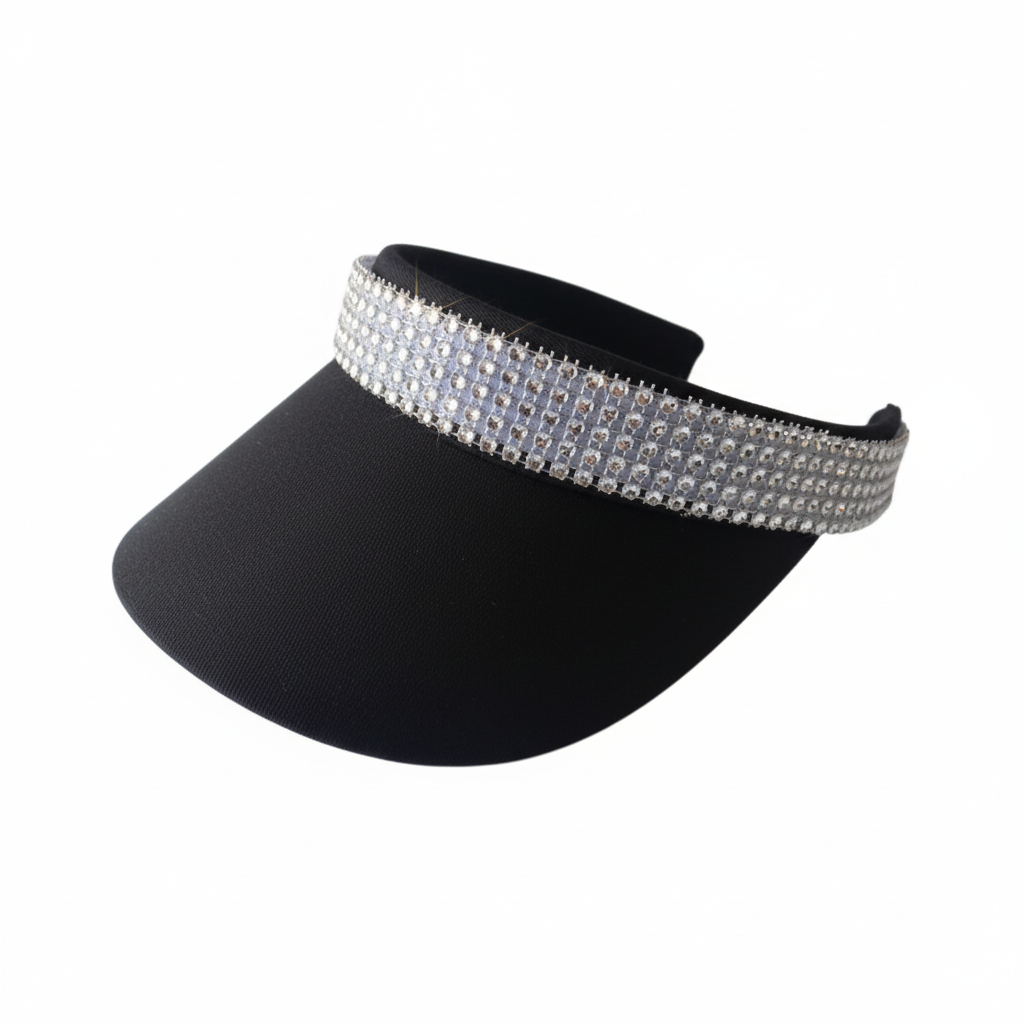 Black rhinestone visor with natural lighting