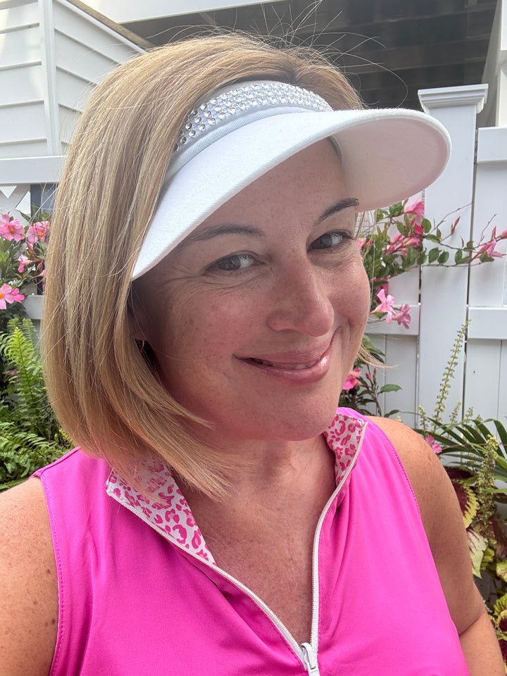 Crystal Bling Skinny Silver Interchangeable Visor Band