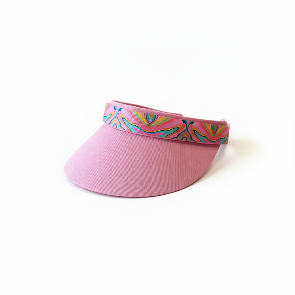 Pink paisley visor with professional background
