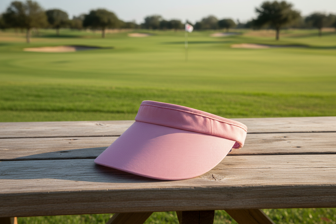 Pink Visor on Golf Course Table
