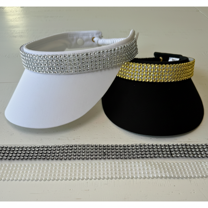 Rhinestone visor bundle with natural lighting
