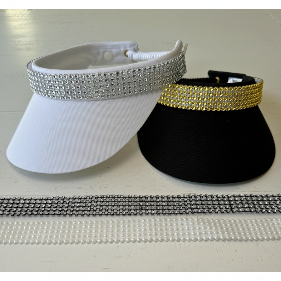 Rhinestone visor bundle with natural lighting
